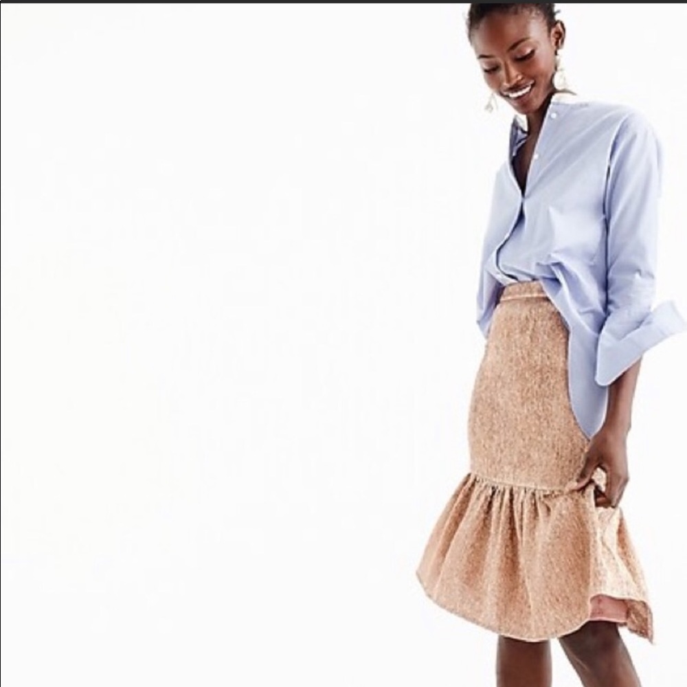 J. Crew Metalic Rose Gold Fluted Skirt